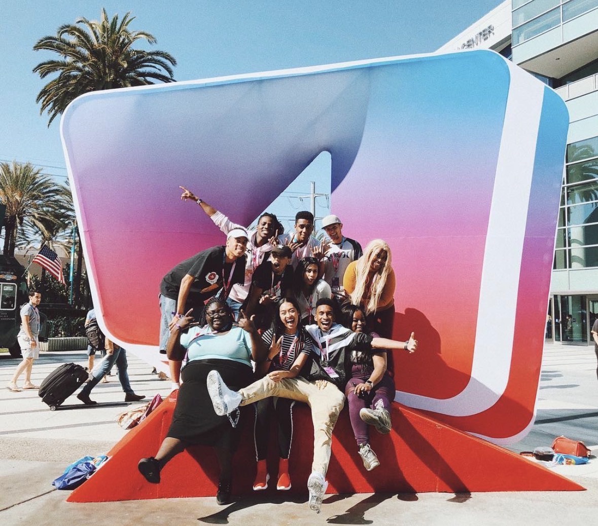 Valentino with fellow creators at VidCon in Anaheim, Los Angeles